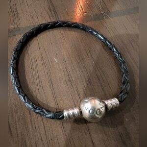 Pandora Black Leather Bracelet with Pandora Clasp